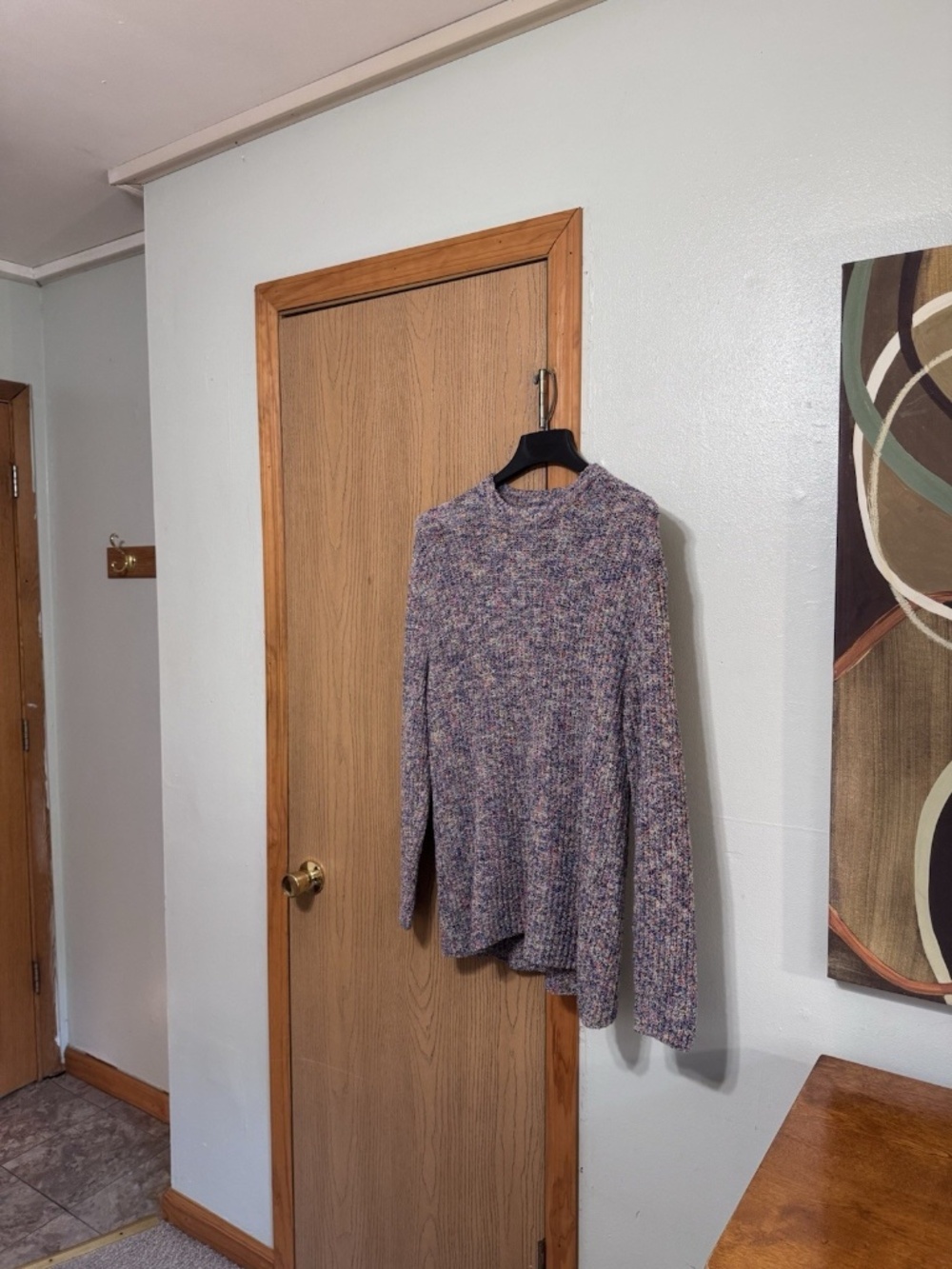 Zara Large Multi-Color Long Sleeve Crewneck Pullover Marled Sweater - EUC